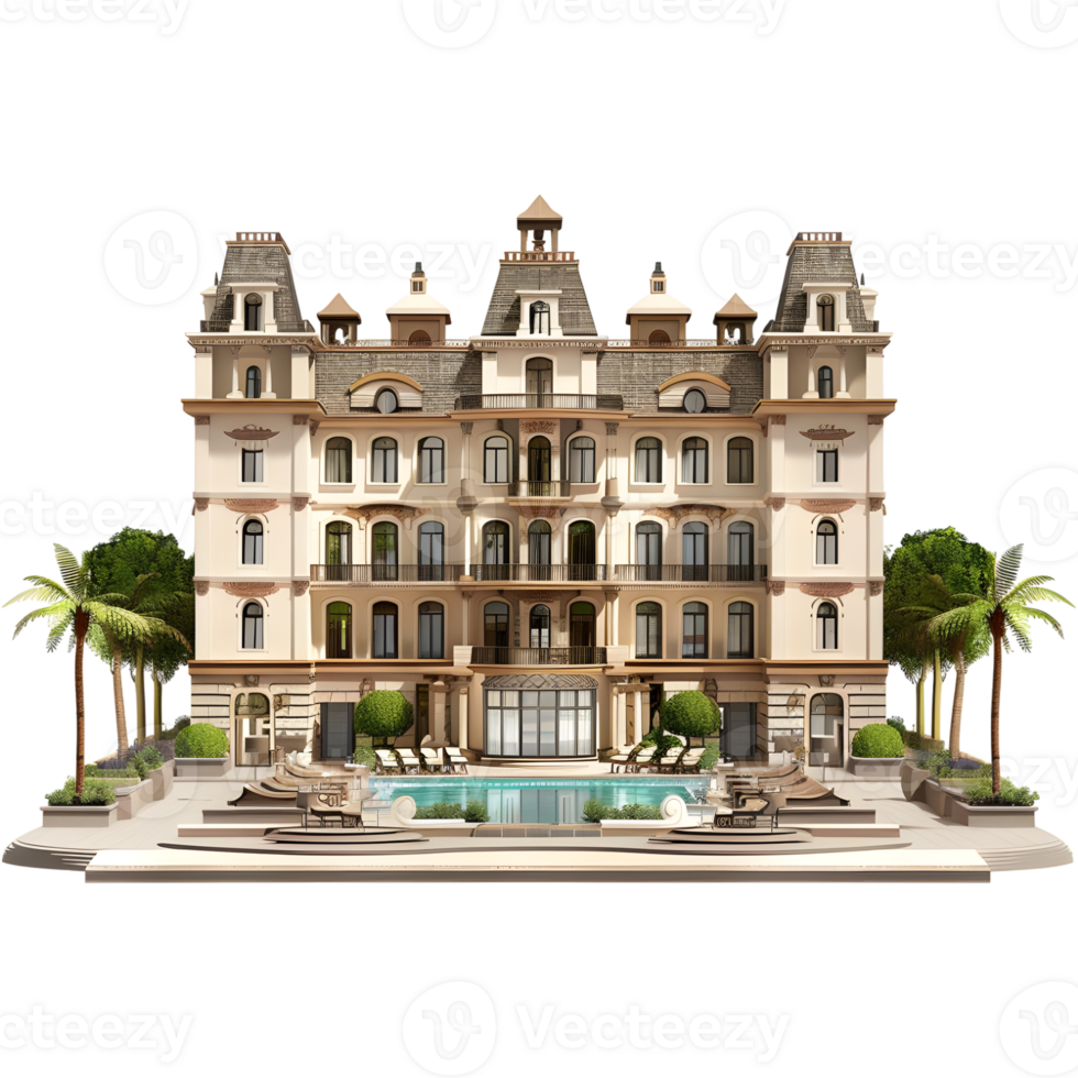 Luxury Residential Building on Transparent Background png