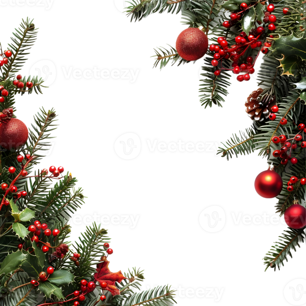 Christmas Tree Border with Bells on Transparent Background png