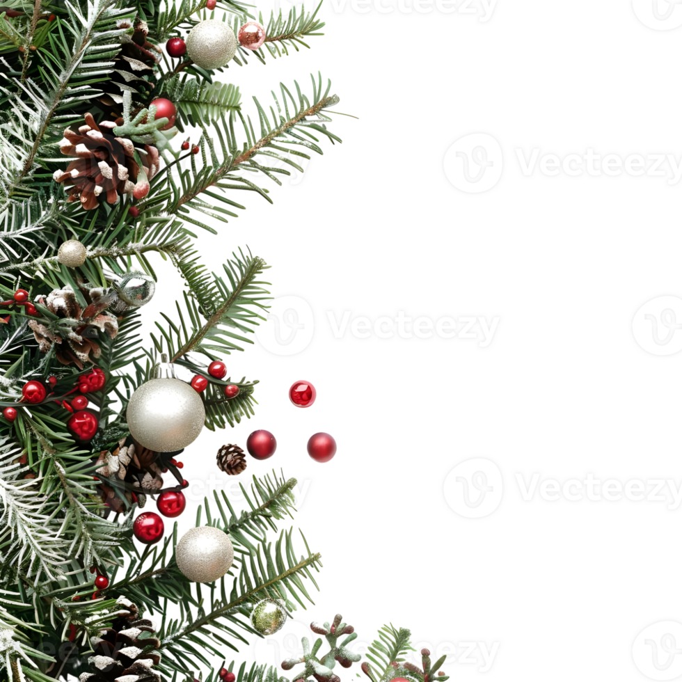 Christmas Tree Border with Bells on Transparent Background png