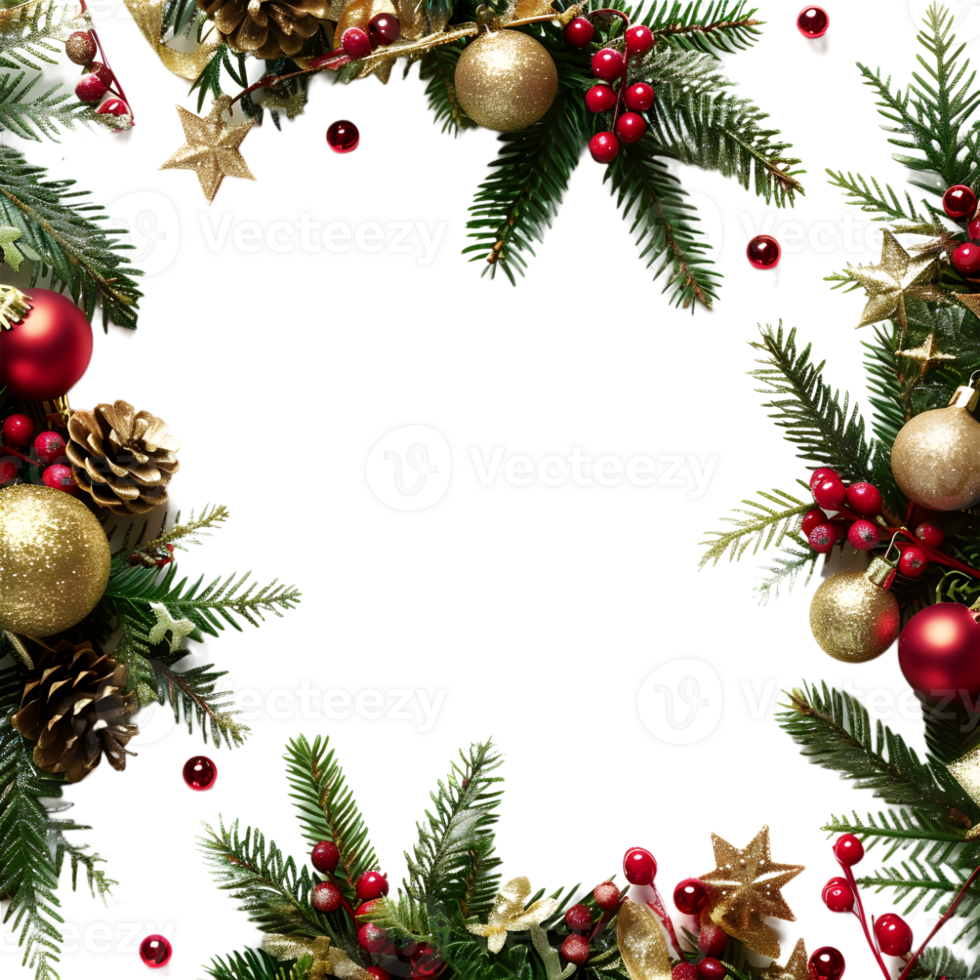 Christmas Tree Border with Bells on Transparent Background png