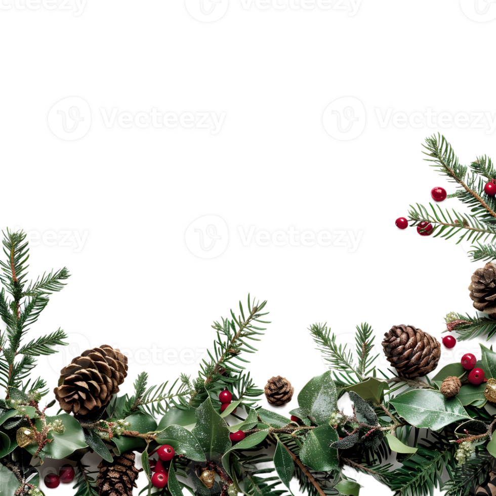 Christmas Tree Border with Bells on Transparent Background png