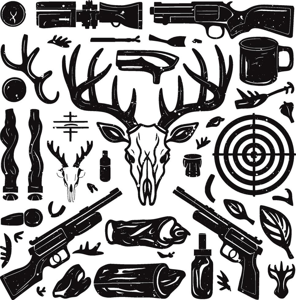 A black silhouette of Deer skull clip art. Hunter man design. Design template for Deer. vector