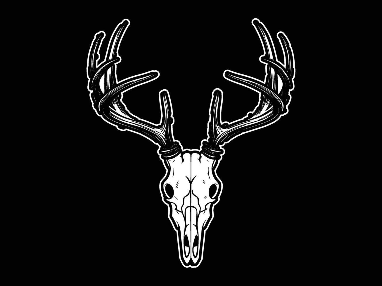 A black silhouette of Deer skull clip art. Hunter man design. Design template for Deer. vector