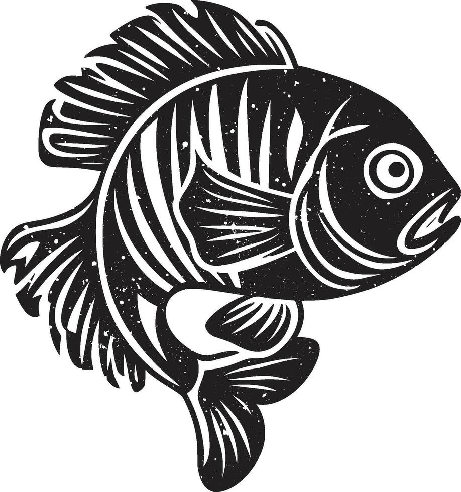 A black silhouette of Fishing clip art. Design template for buss Fish. vector