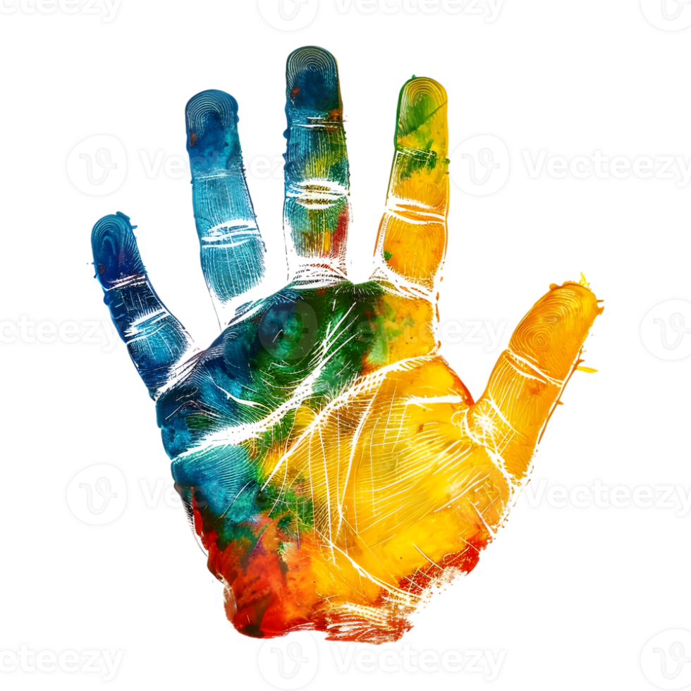 Colorful Hand Prints on Transparent Background png