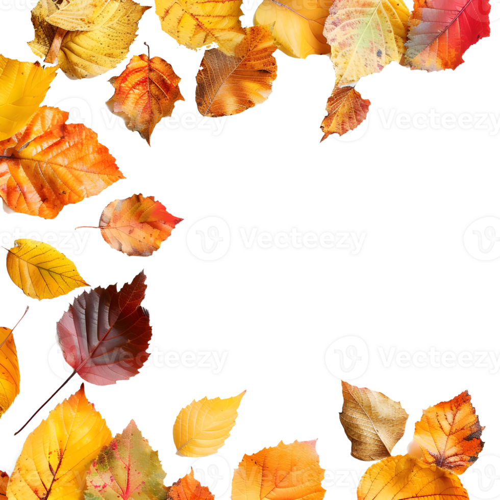 Autumn Leaves Border on Transparent Background png