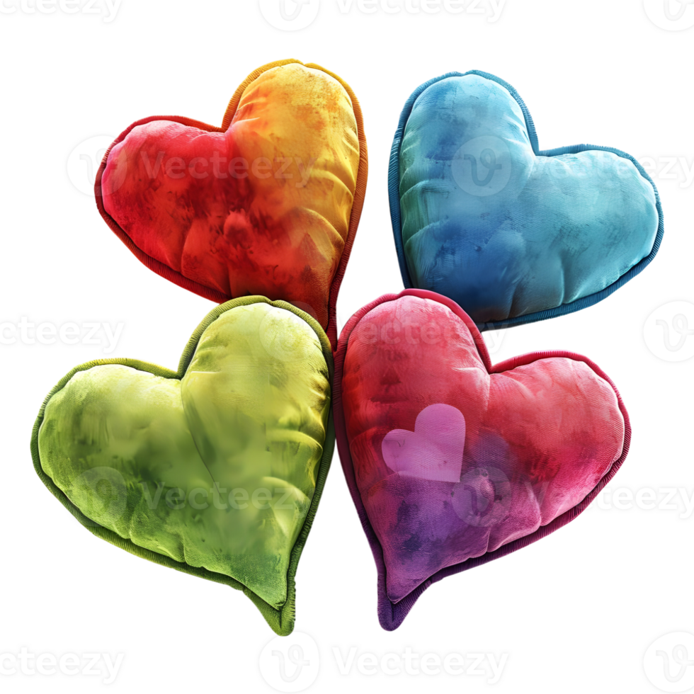 Solid Color Heart Shape Cushion on Transparent Background png