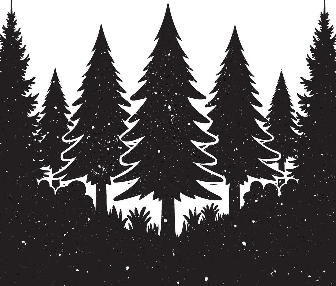 Conifer pine trees in a forest or park simple icon for nature. Trunk environment deciduous pine trees silhouette logo. vector