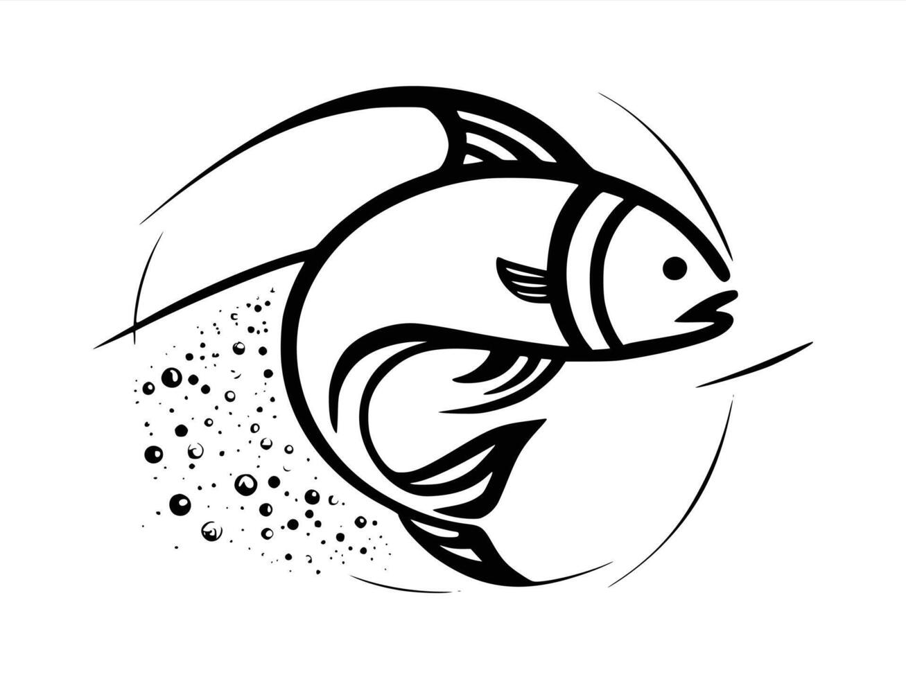 A black silhouette of Fishing clip art. Design template for buss Fish. vector