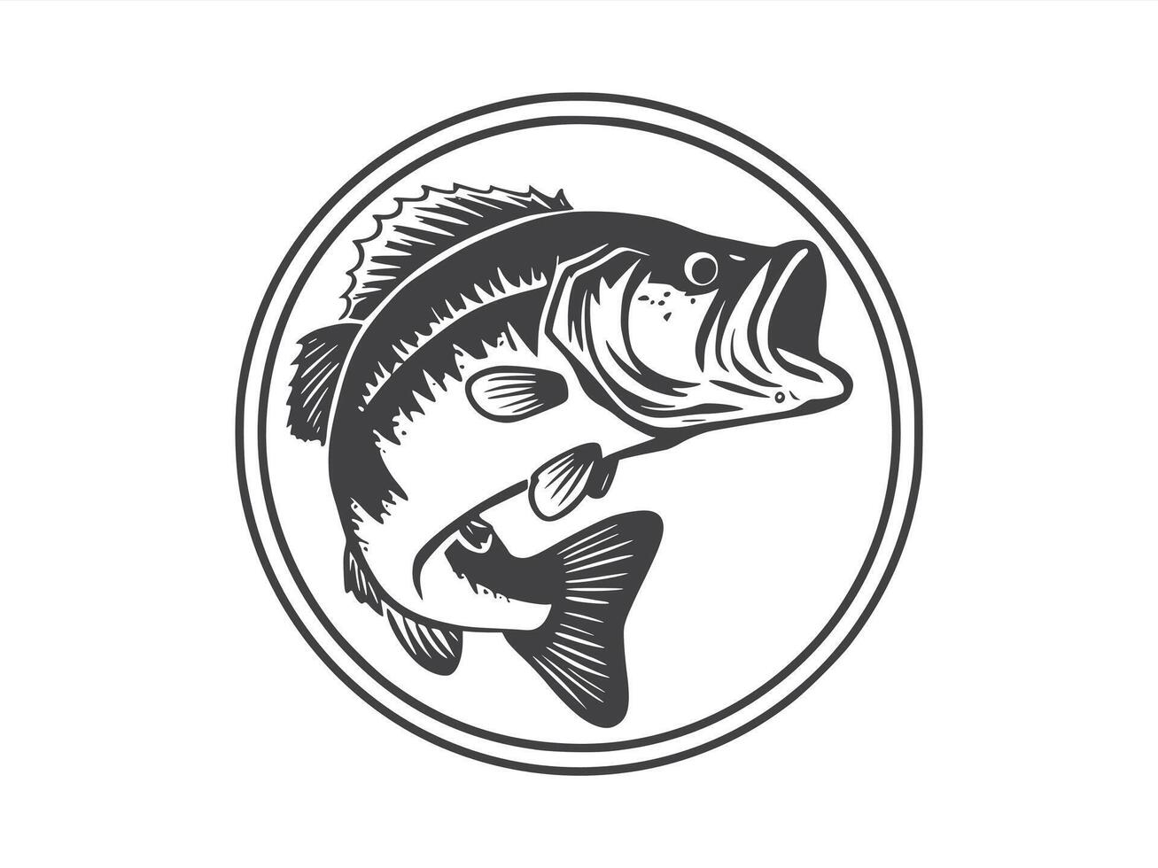 A black silhouette of Fishing clip art. Design template for buss Fish. vector