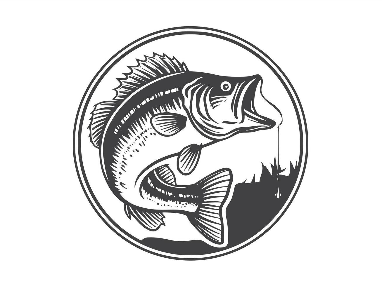 A black silhouette of Fishing clip art. Design template for buss Fish. vector