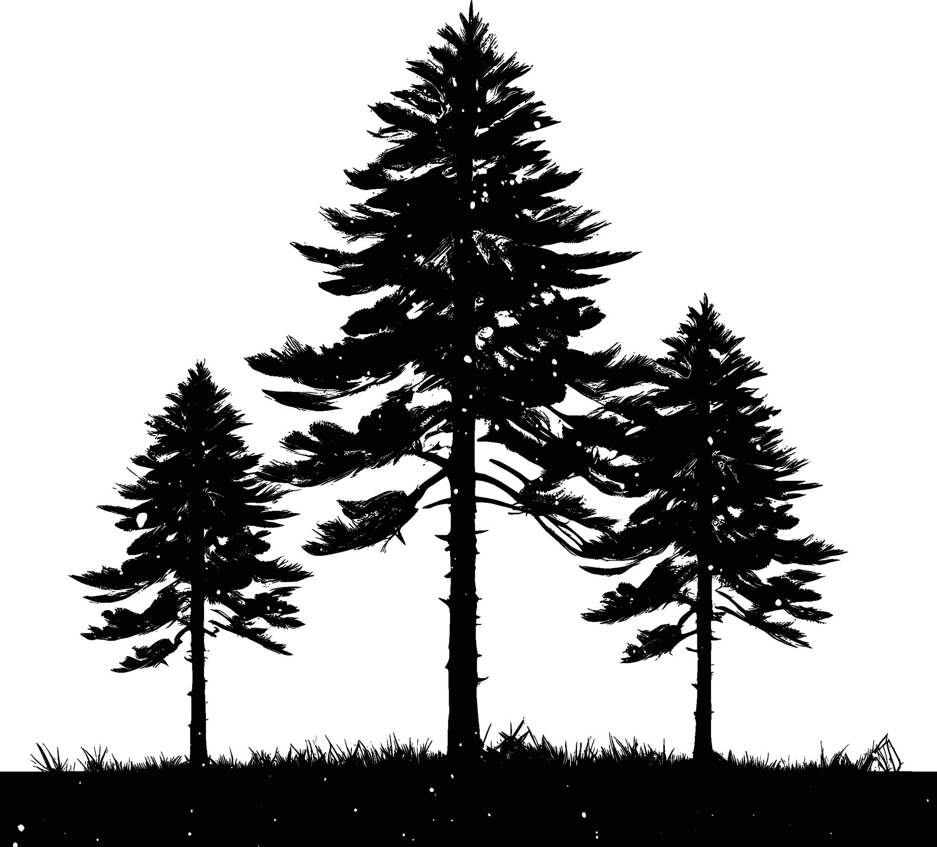 Conifer pine trees in a forest or park simple icon for nature. Trunk