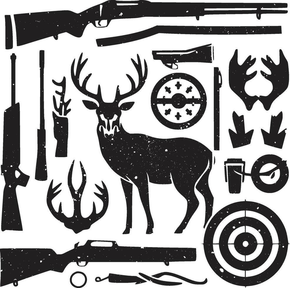 A black silhouette of Deer skull clip art. Hunter man design. Design template for Deer. vector