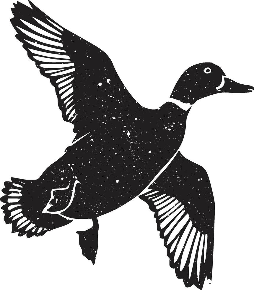 A black silhouette of Duck clip art. Flying duck design. Design template for Duck. vector
