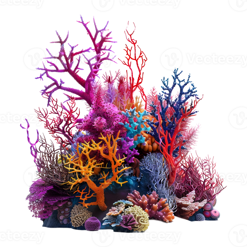 Colorful Corals on Transparent Background png