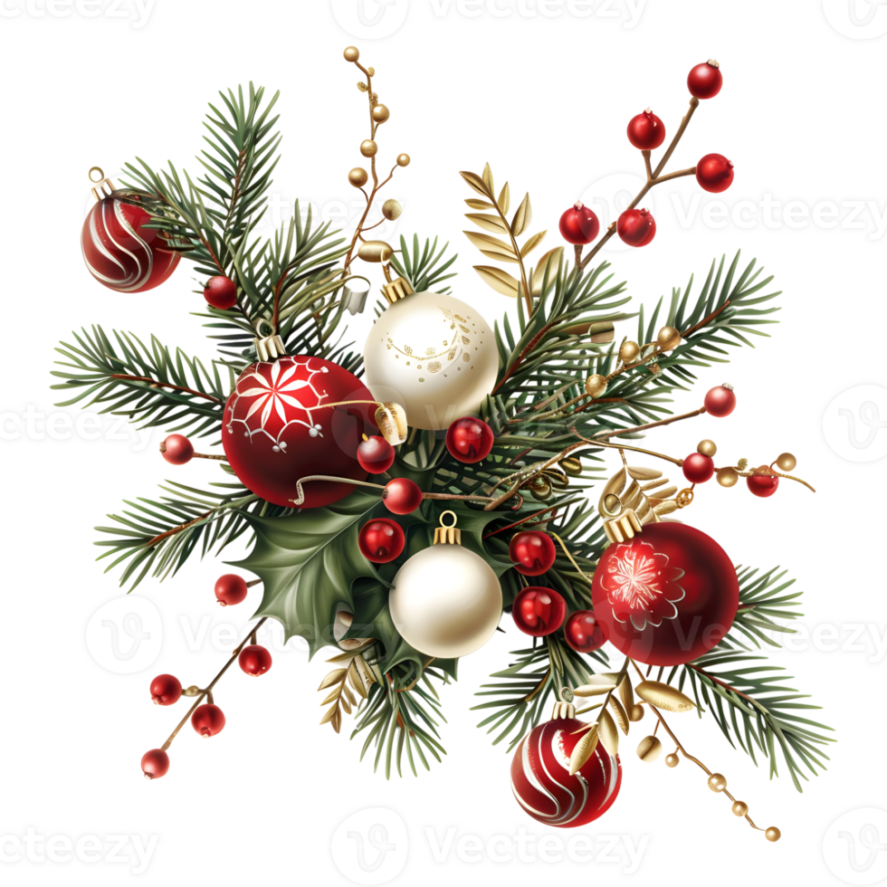 Festive Christmas Tree Branches with Bells on Transparent Background png