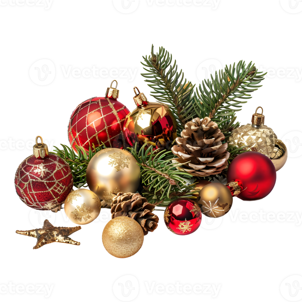 Festive Christmas Tree Branches with Bells on Transparent Background png