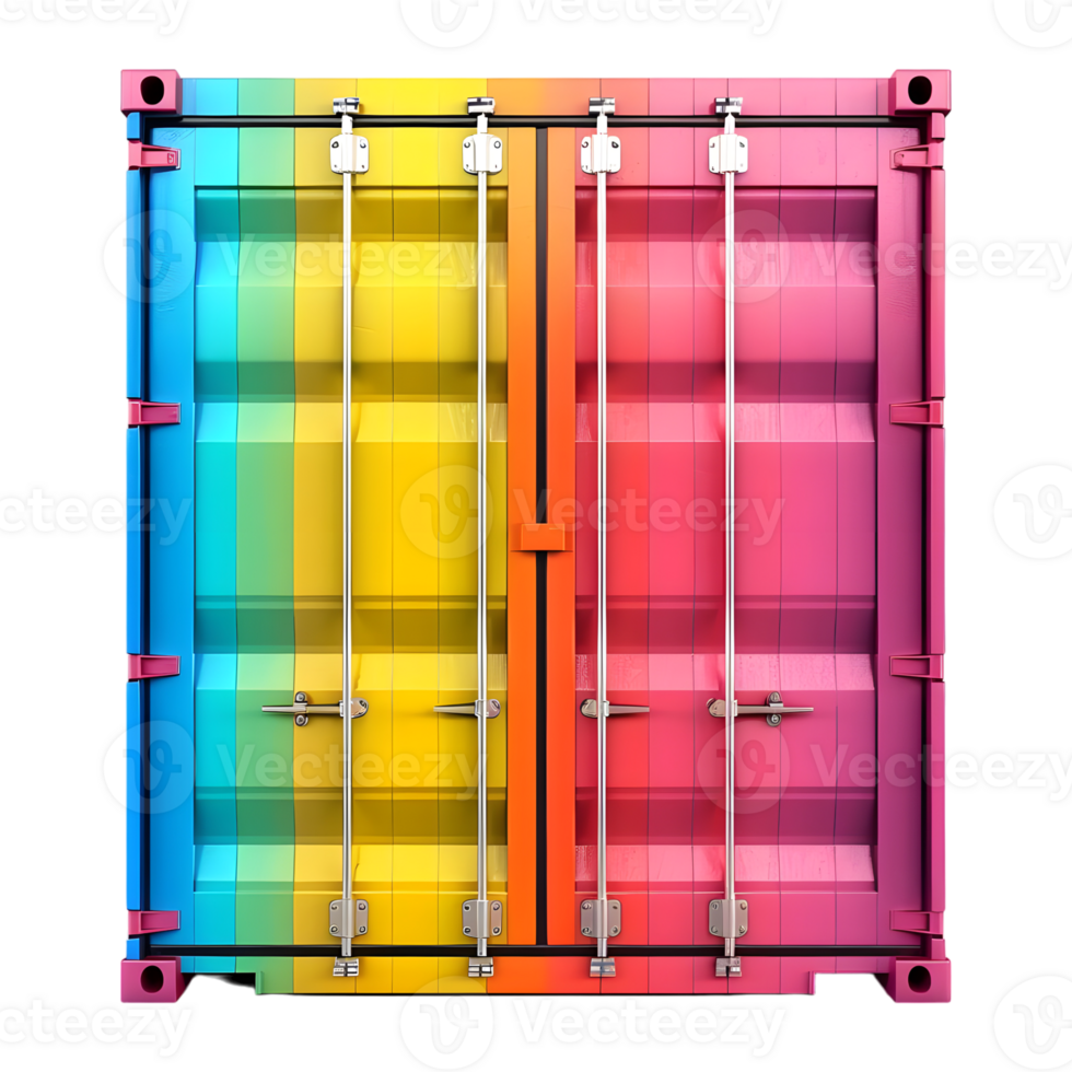 Colorful Shipping Container on Transparent Background png