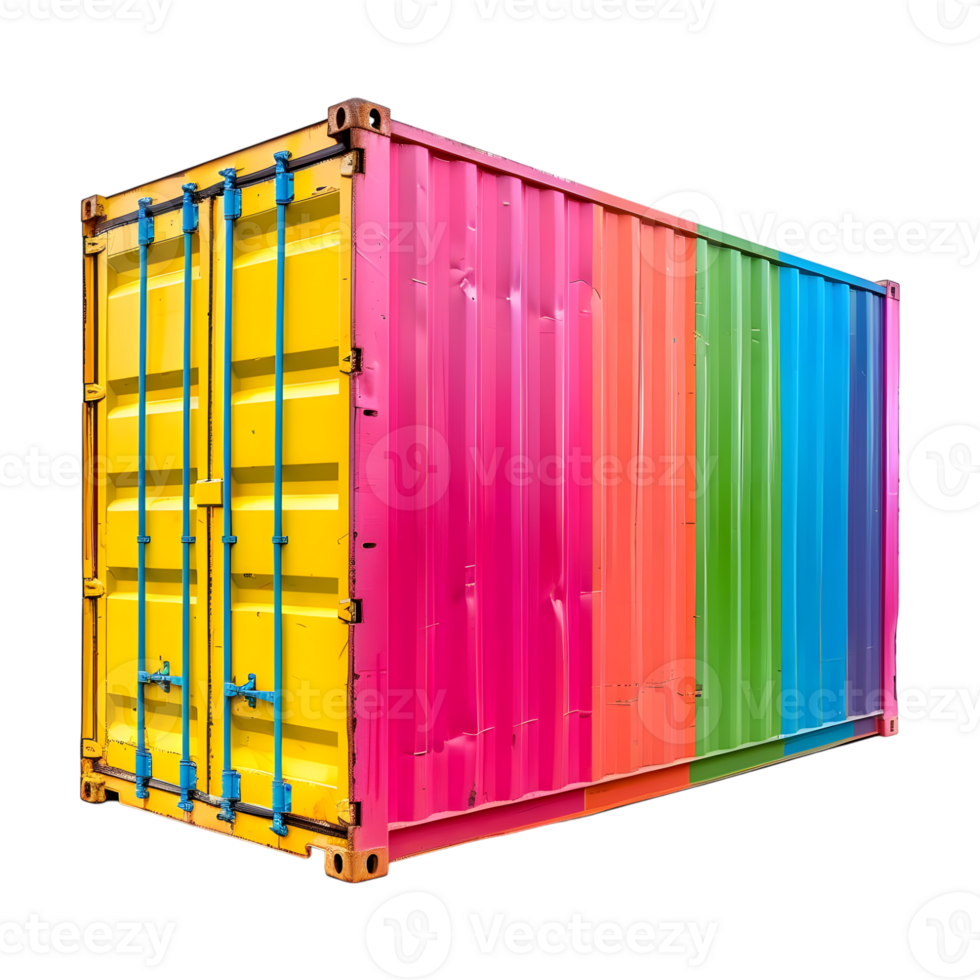 Colorful Shipping Container on Transparent Background png