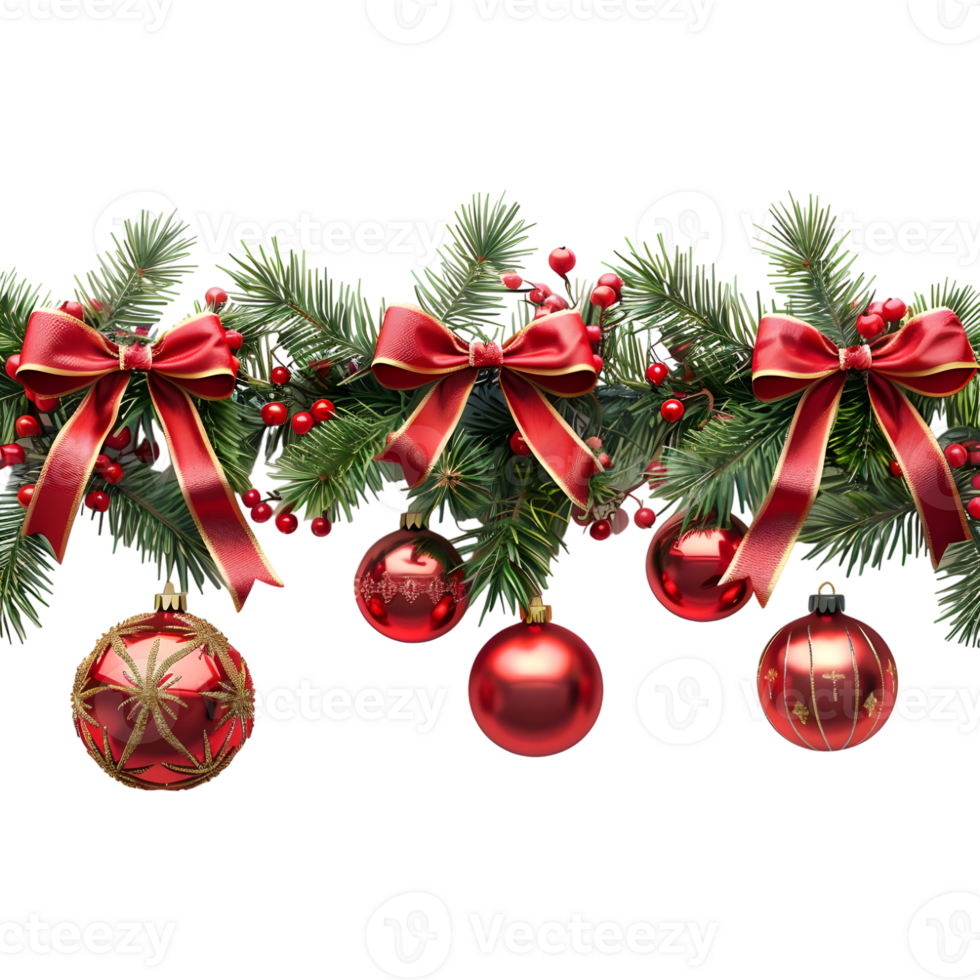 Festive Christmas Tree Branches with Bells on Transparent Background png