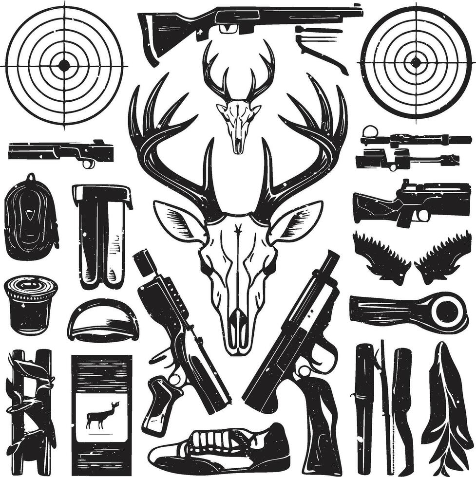 A black silhouette of Deer skull clip art. Hunter man design. Design template for Deer. vector