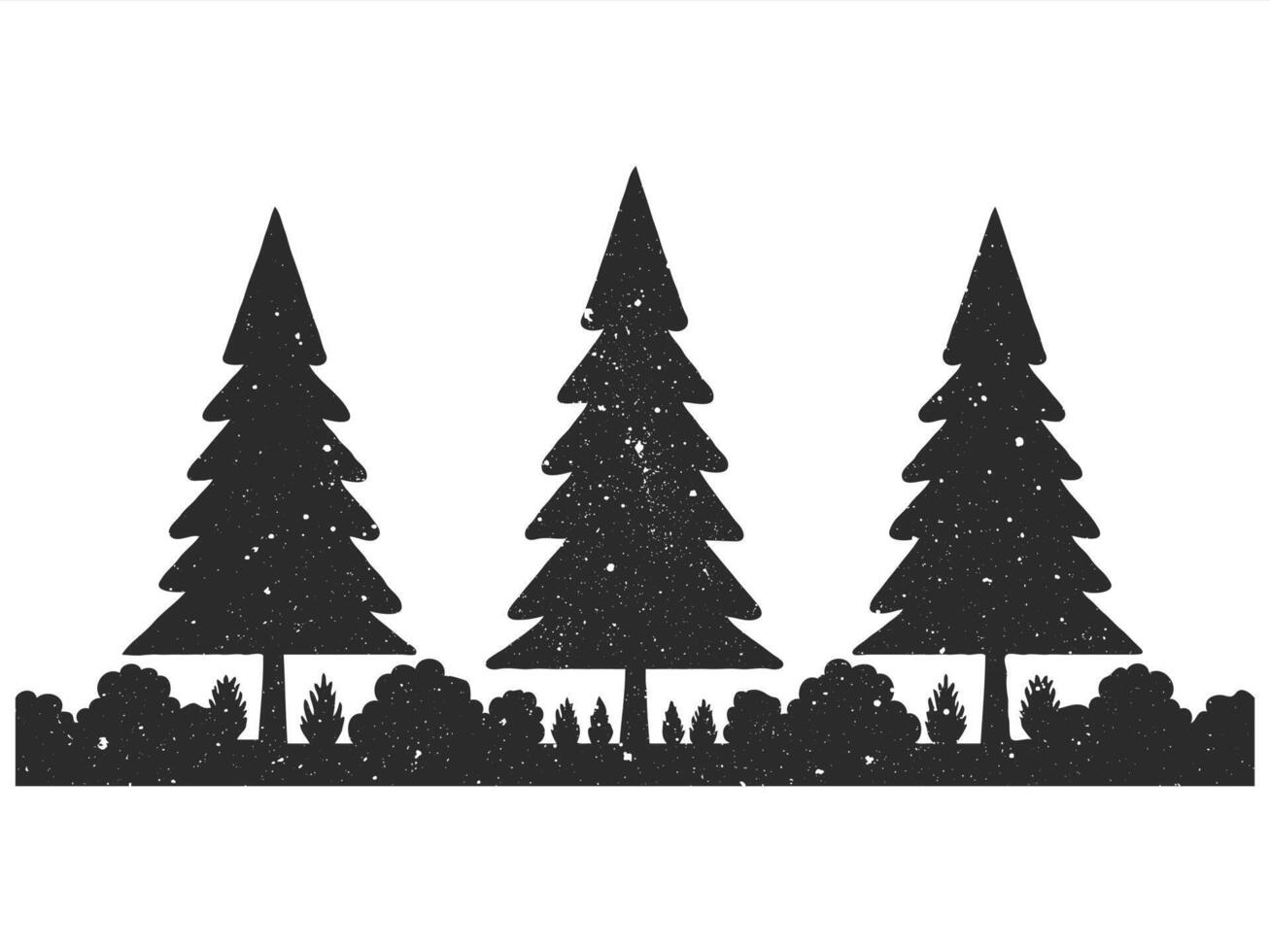 Conifer pine trees in a forest or park simple icon for nature. Trunk environment deciduous pine trees silhouette logo. vector