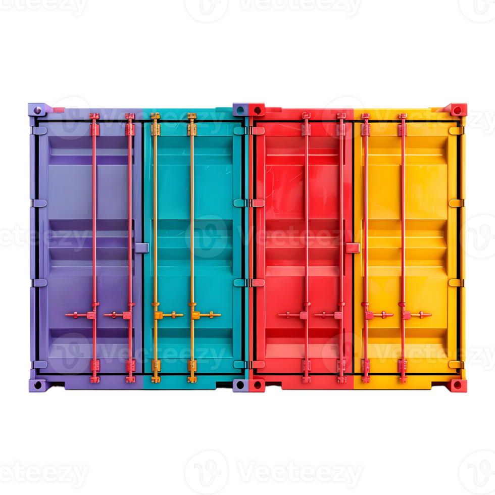 Colorful Shipping Container on Transparent Background png