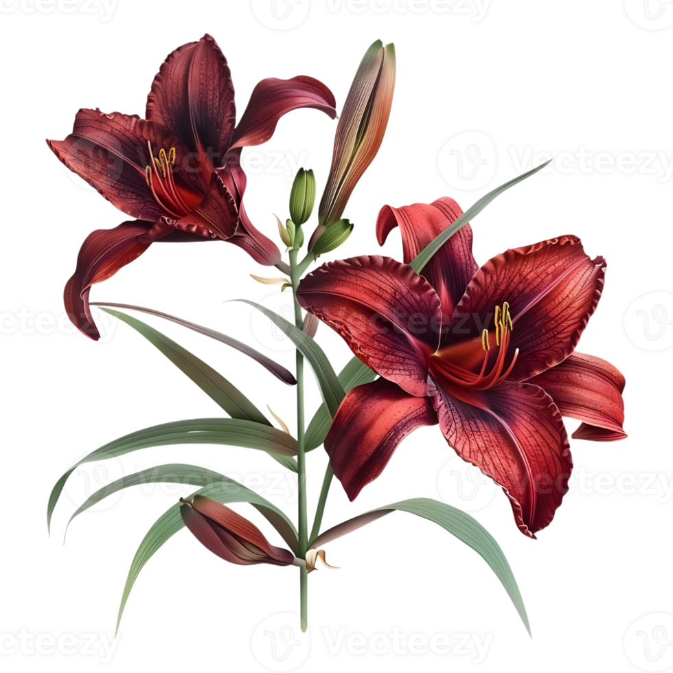 Daylilies Flower on Transparent Background png