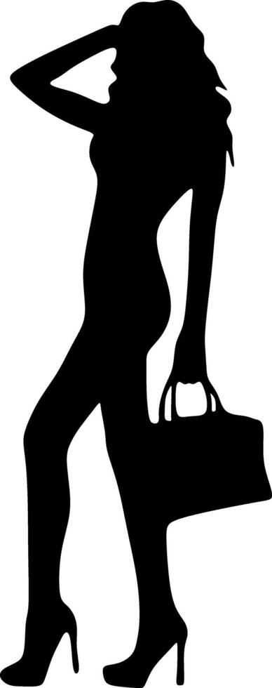 beautiful female model, in the art of silhouette drawing, illustration vector