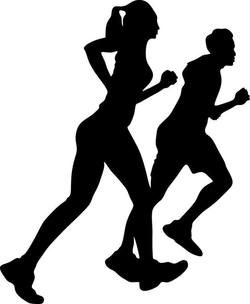 Silhouette of beautiful female athlete running silhouette illustration vector