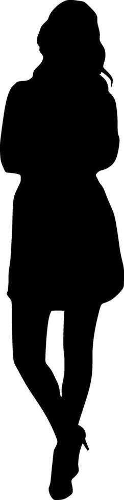 beautiful female model, in the art of silhouette drawing, illustration vector