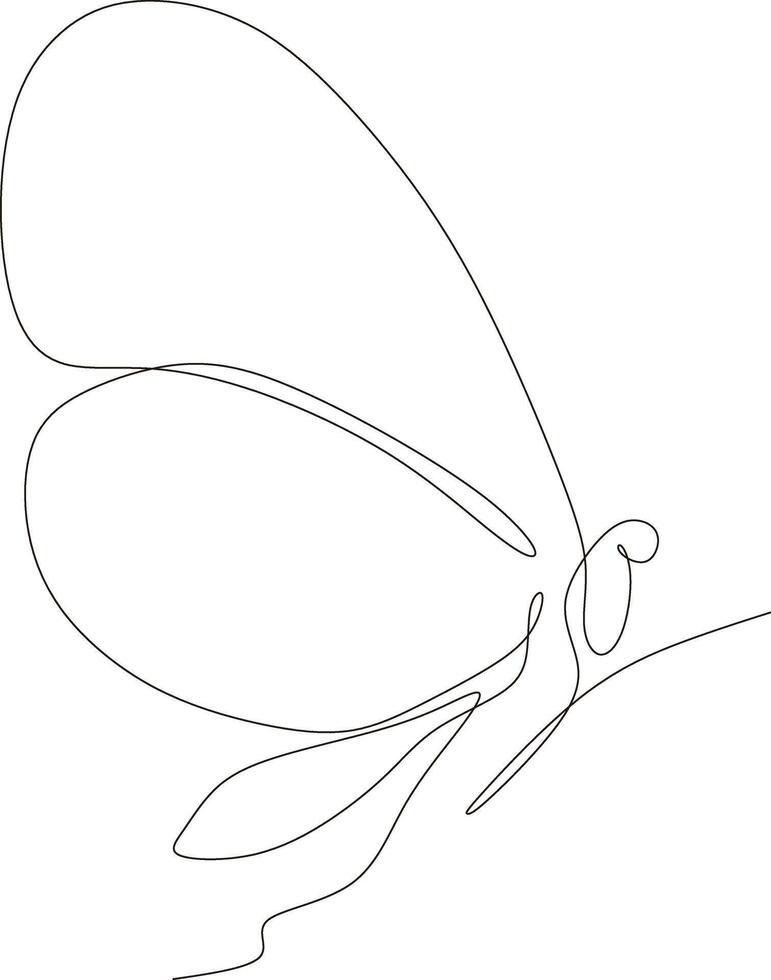 Butterfly continuous line drawing design isolated on white background for logo or decorative element. Insect shape illustration in trendy line style. vector