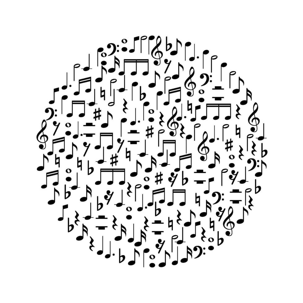 Circle Shape created from Musical Notation Sign or Musical Key Icon Symbol, can use for Logo Gram, Pictogram, Art Illustration, Decoration, Ornate, Background, Cover, Music Event Poster, etc. vector