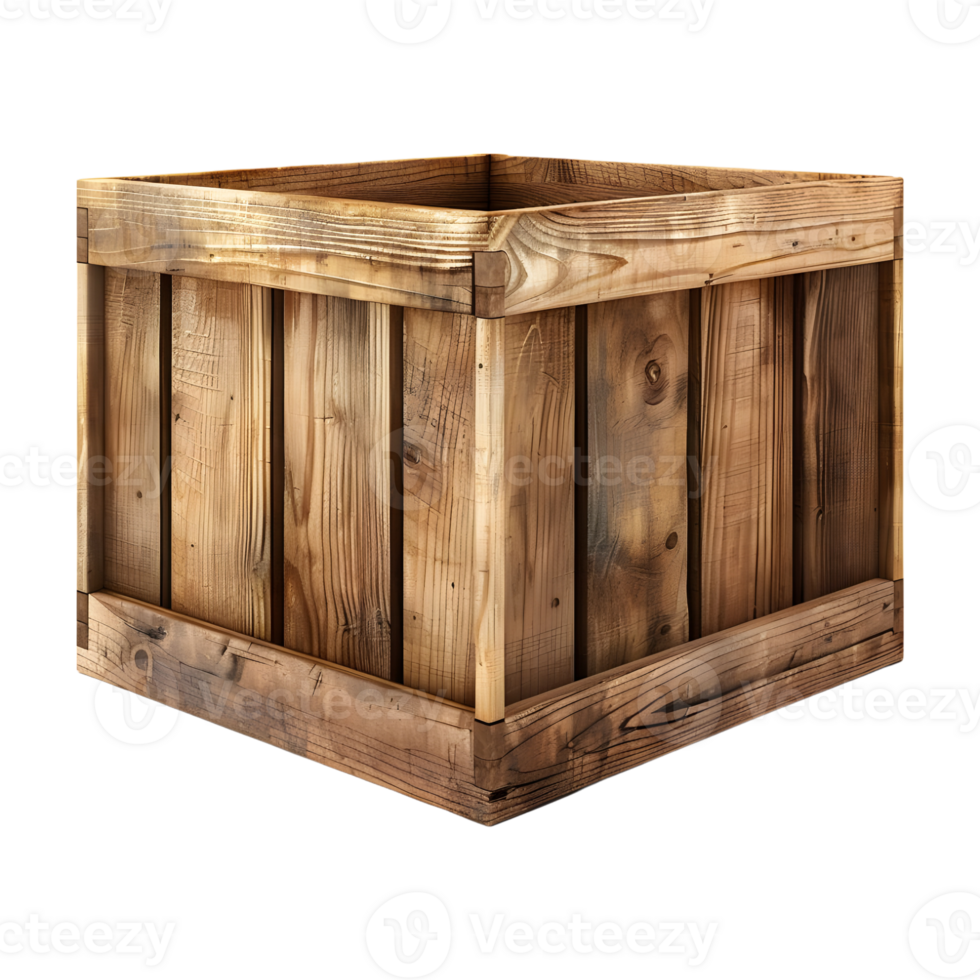 Wooden Square Empty Box on Transparent Background png