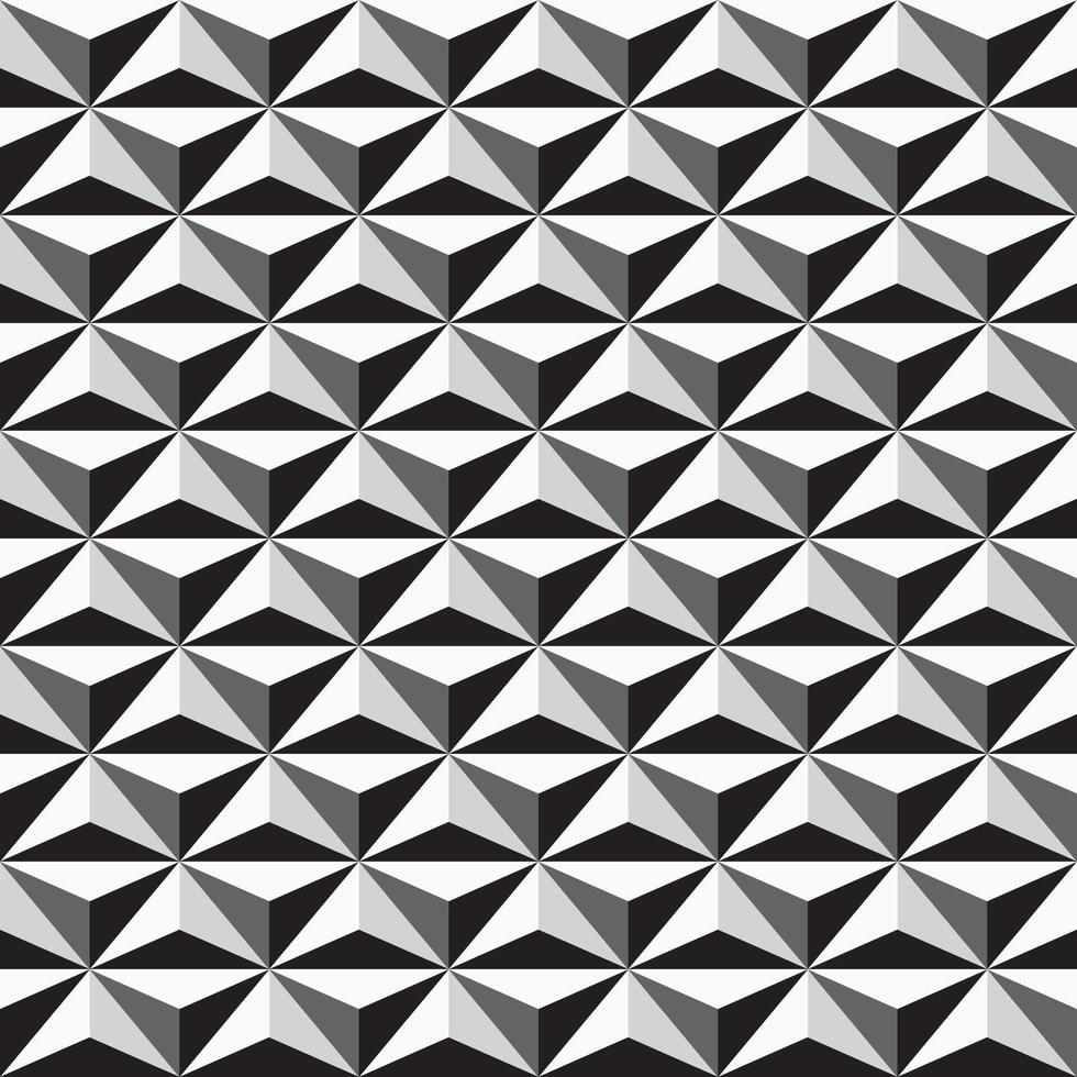 seamless geometric pattern. Black and white mosaic repeatable background. Decorative monochrome 3d texture vector