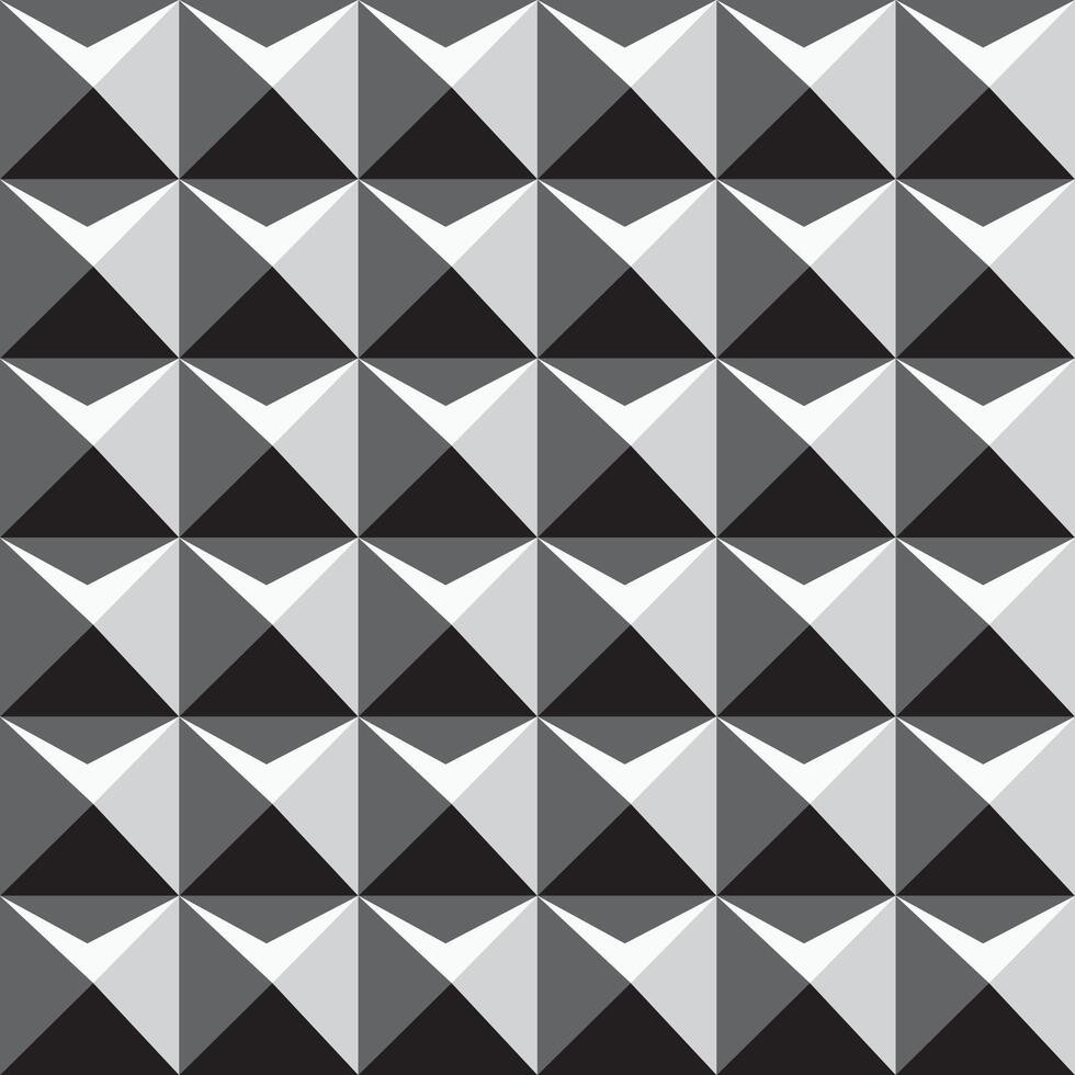 Monochrome seamless geometric pattern. Black and white abstract shapes repeatable background. Decorative endless 3d texture vector