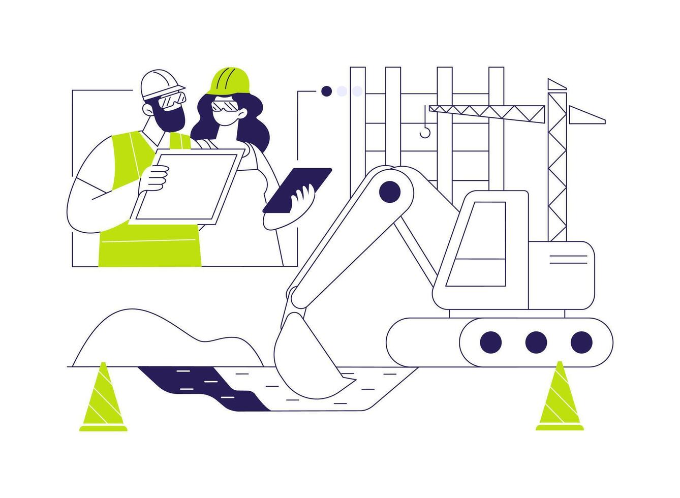 Excavation works abstract concept illustration. vector