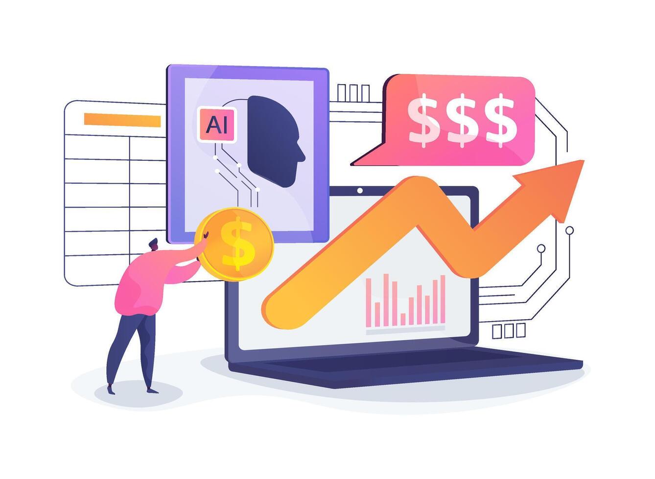 AI-Analyzed Market Research abstract concept illustration. vector