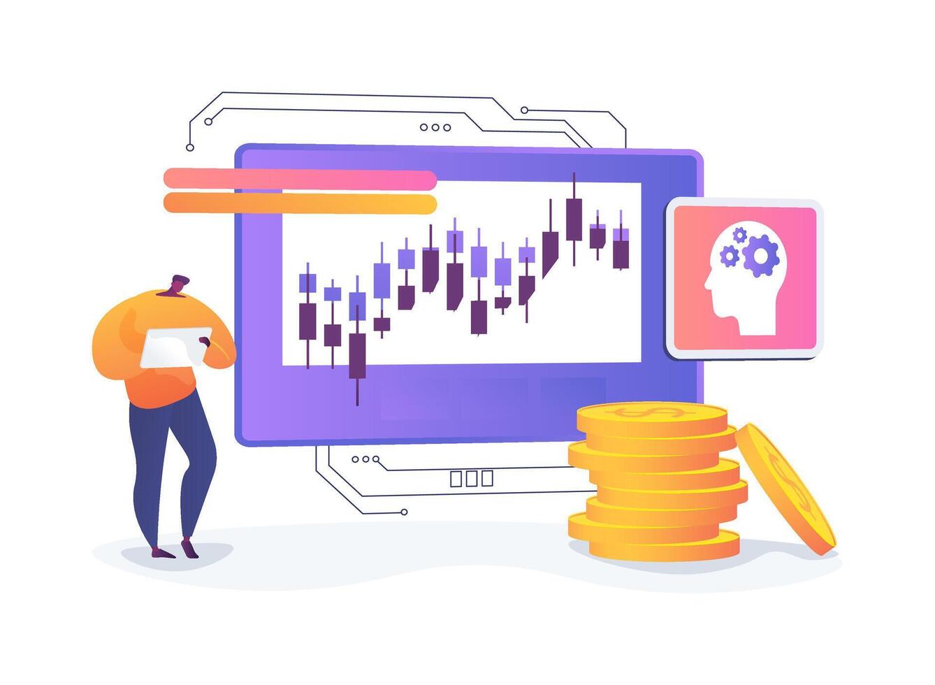 AI-Optimized Investment Portfolio Management abstract concept illustration. vector