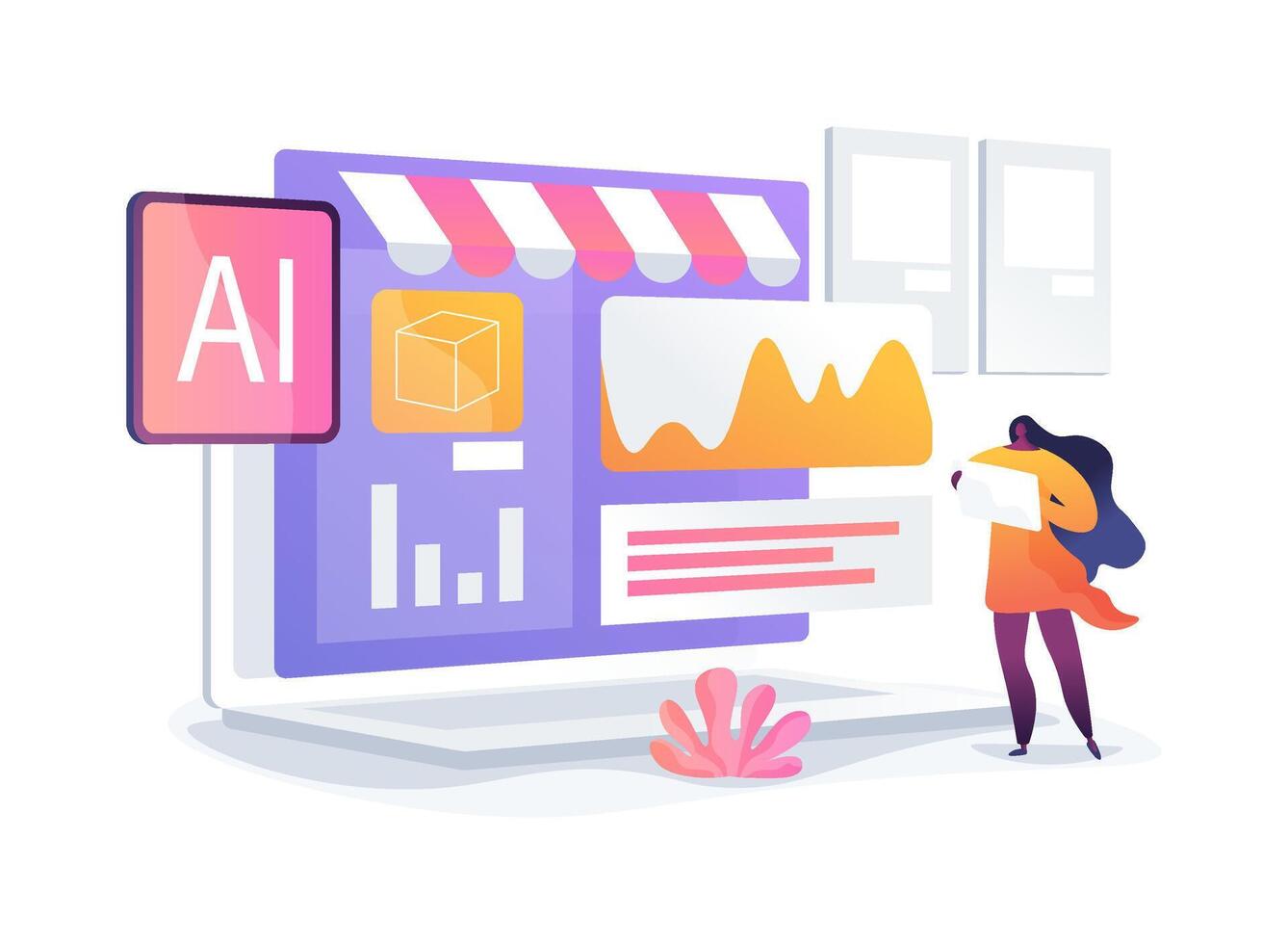 Real-Time Sales Insights with AI abstract concept illustration. vector