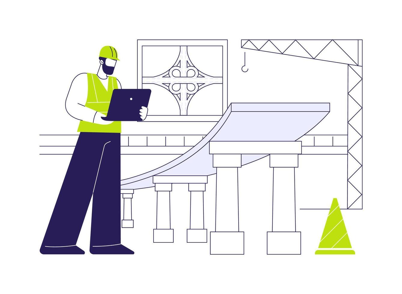 Road junction building abstract concept illustration. vector