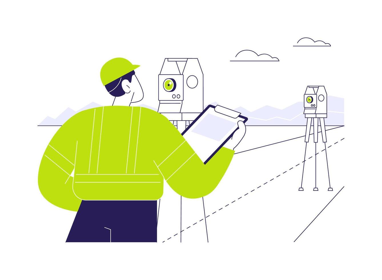 Road construction site survey abstract concept illustration. vector