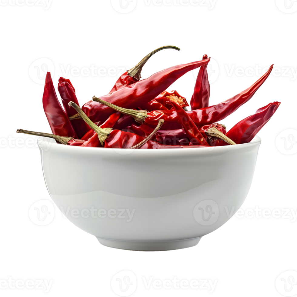 Dry Chili in a Bowl on Transparent Background png