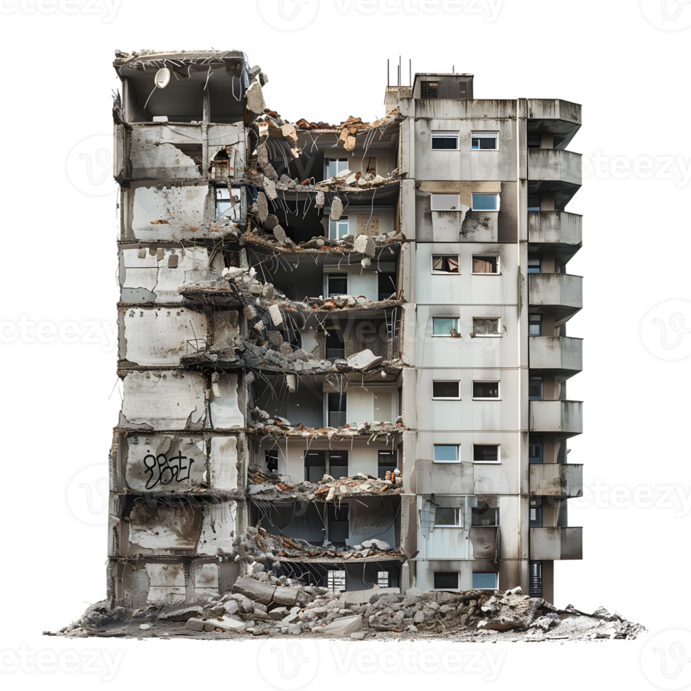 Demolished Building on Transparent Background png