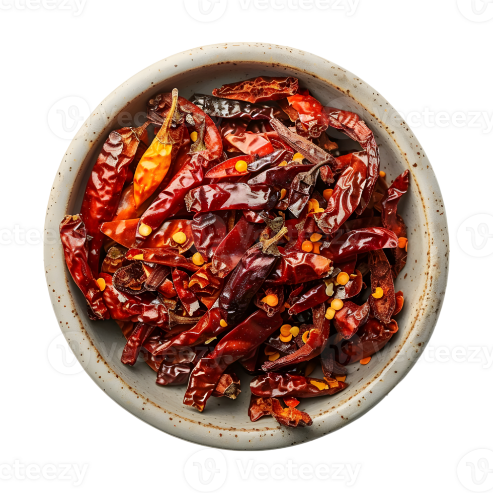 Dry Chili in a Bowl on Transparent Background png