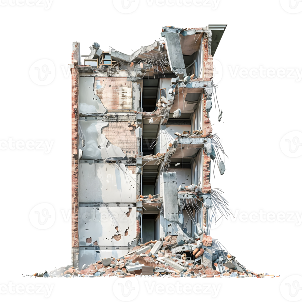 Demolished Building on Transparent Background png