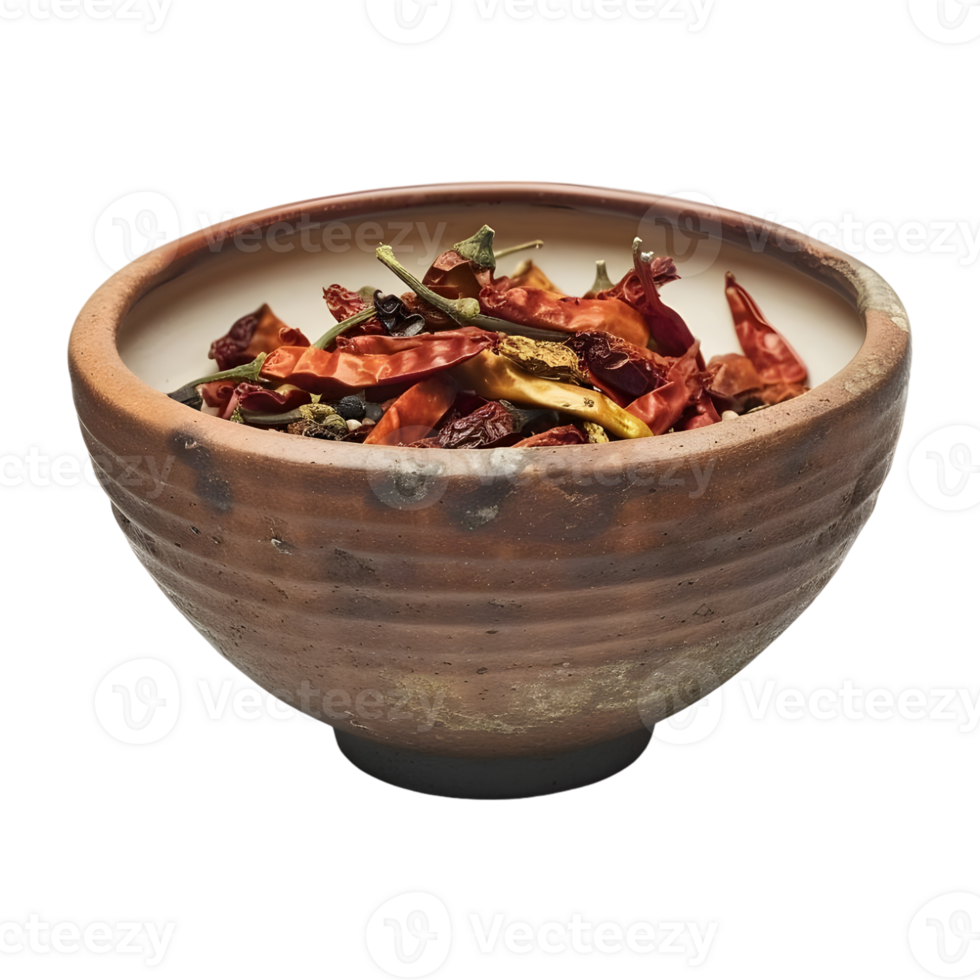 Dry Chili in a Bowl on Transparent Background png