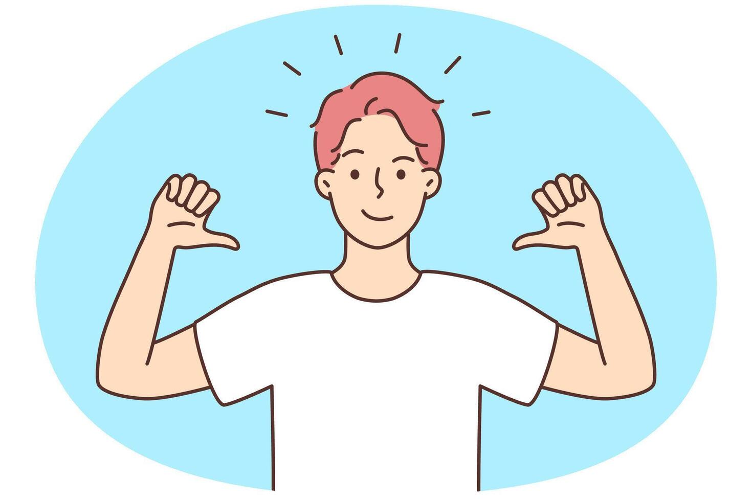 Smiling confident man point at himself vector