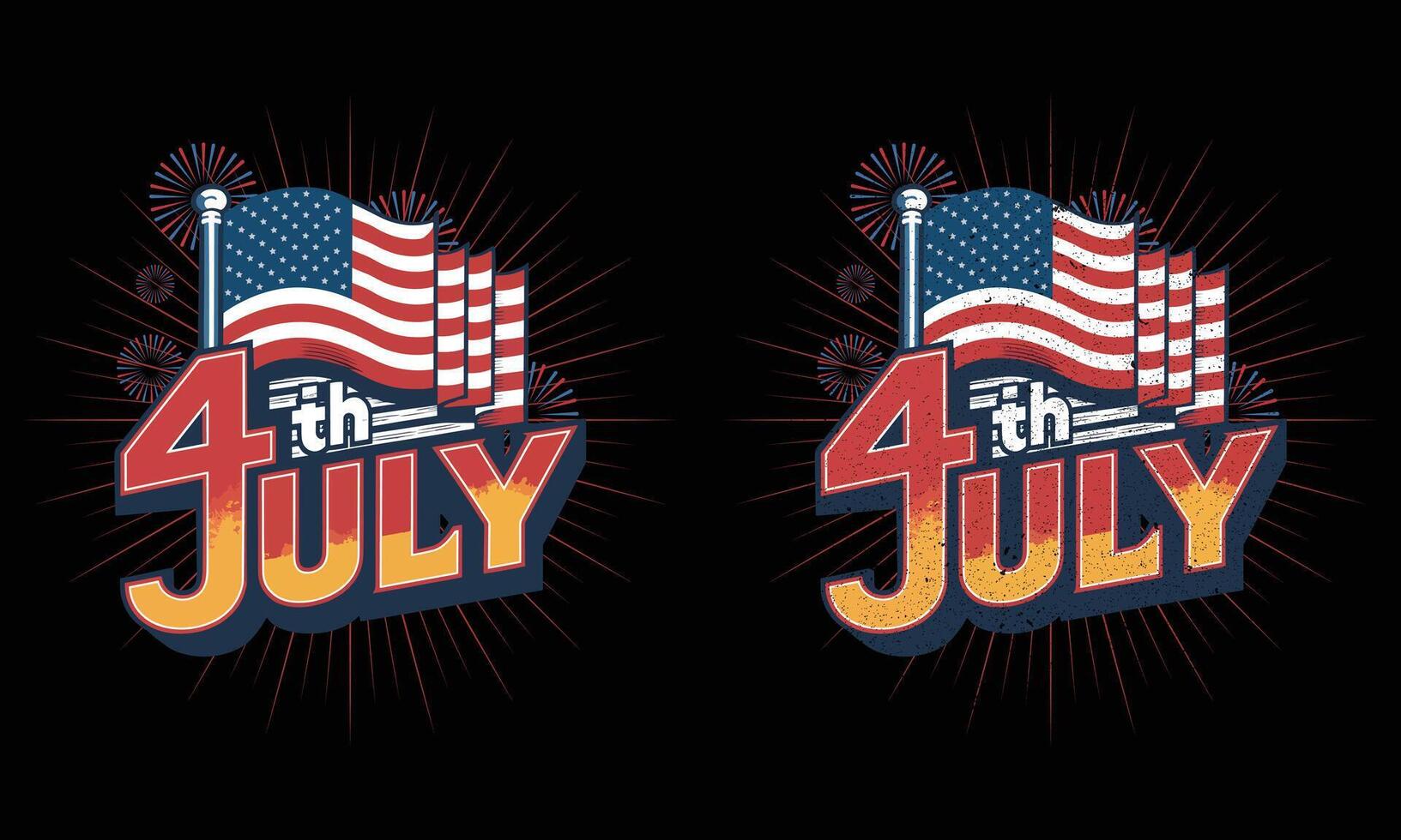 Happy Fourth of July, Vintage retro 4th July t-shirt design. vector