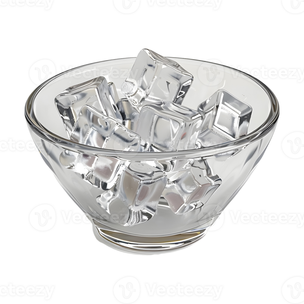 Ice Cubes in a Bowl on Transparent Background png